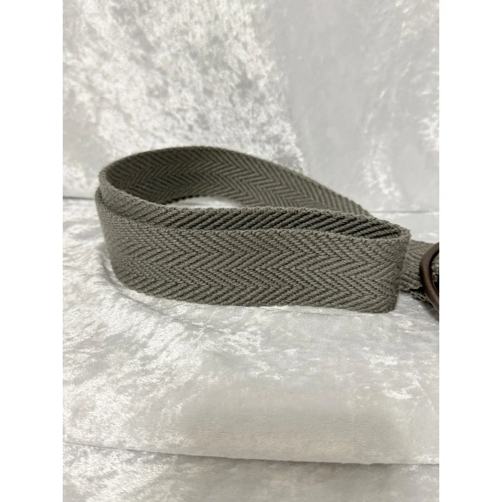 Mens Size 38 Charcoal Gray Herringbone‎ Woven Dark Double Ring Belt Custom Fit